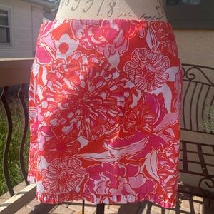 NWOT Rare Lilly Pulitzer Callie Tango lined ruffle Mini-Skirt-pink/orange/white